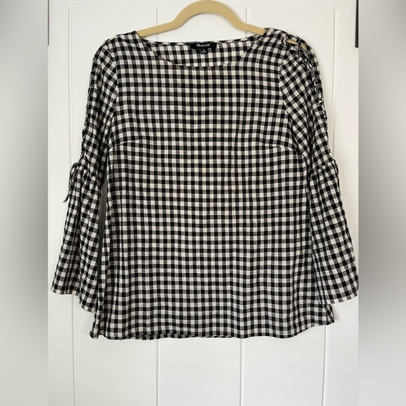 Madewell Tops - Madewell Black and White Relaxed Bell Sleeve Blouse